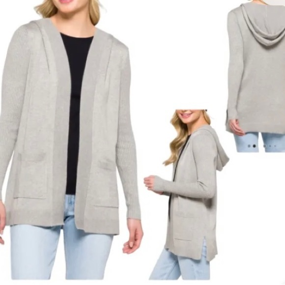 Lety & Me Adelie Hooded Soft
Marled Rib‎ Sleeve Cardigan
Light Grey Small - Picture 1 of 6
